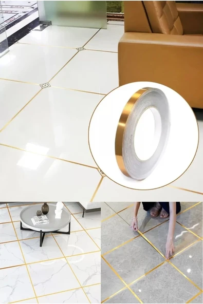Fayans Arası Ve Duvarda Kullanılabilir 1 Cm 50 Metre Yapışkanlı Altın Sarısı 50 Metre Şerit Bant ürün görseli 1
