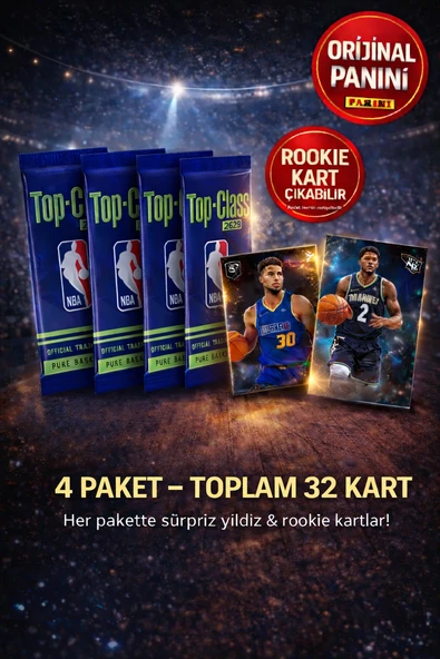 Panini Nba Top Class 2024 Koleksiyonluk Basketbolcu Kartları + 4 Paket (32 Adet Kart) ürün görseli 1