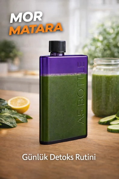 Flexibottle A5 – Soğuk Kahve, Su, Meyve Suyu, Smoothie Taşıma Için Çok Amaçlı Defter Matara - Mor ürün görseli 1