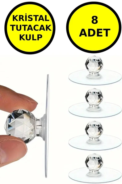 8 Adet Çok Amaçlı Yapışkan Kristal Tutacak Kulp ürün görseli 1