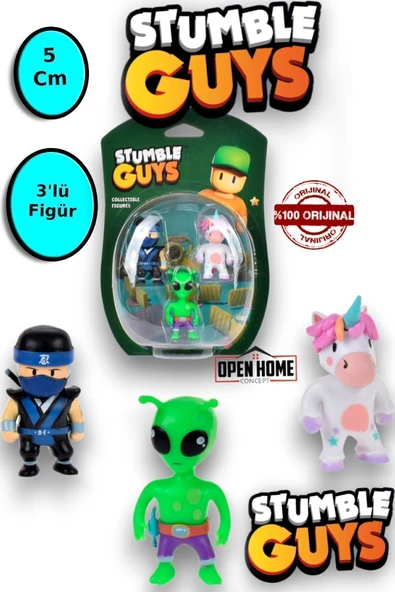 Stumble Guys 3'lü Figür - 5 Cm -green Alian-ninja Kai-meower- 3 Adet ürün görseli 1