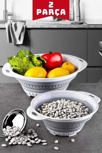 2'li Set Akordiyon Katlanır Süzgeç Seti - Katlanır Çeyiz Seti 2 Parça ürün görseli 1