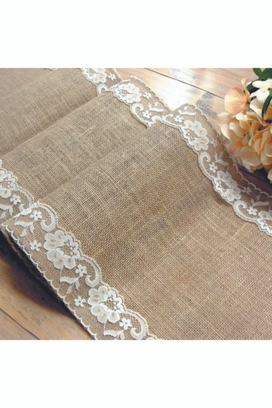 KÜTÜKhouse Runner Jüt Şerit Dantel 40x200 Cm - Resim 3