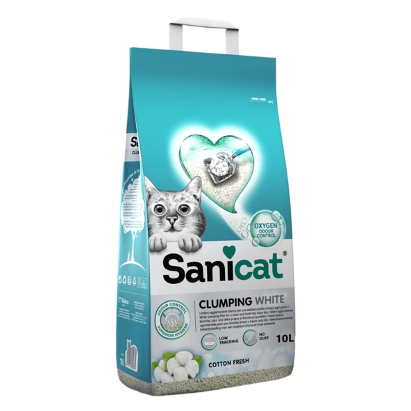 Sanicat Clumping White Koton Ferahlığı Kedi Kumu 10l ürün görseli 1