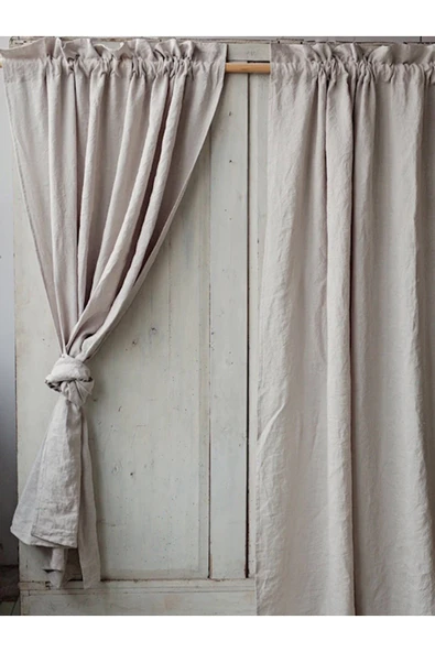 KÜTÜKhouse Çubuk Çepli Perde Açık Gri 200x230 cm ürün görseli 1