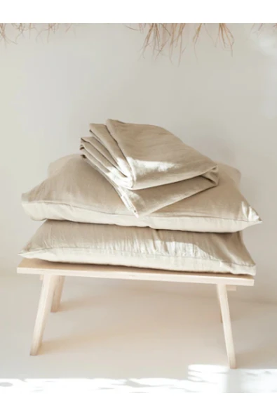 KÜTÜKhouse Bej Keten Nevresim Takımı Çift Kişilik 200x220 cm ürün görseli 1
