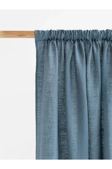 KÜTÜKhouse Çubuk Cepli Perde Mavi 200x230 cm Tek Parça ürün görseli 1