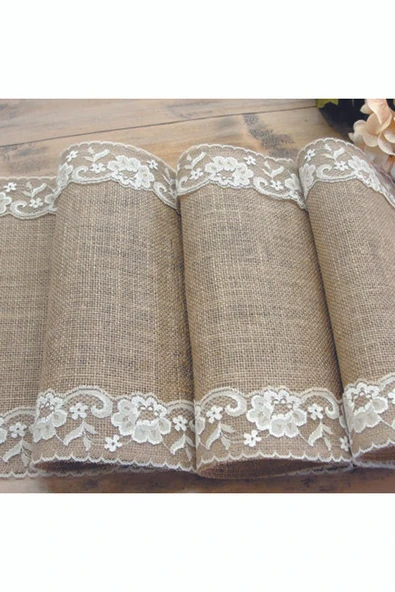 KÜTÜKhouse Runner Jüt Şerit Dantel 40x200 Cm - Resim 5