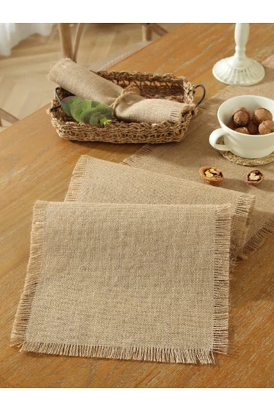 KÜTÜKhouse Püsküllü Jüt Yemek Masası Set ürün görseli 1