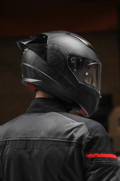 LS2 Rapıd Race Takaroa Mat Siyah Kask - Resim 6