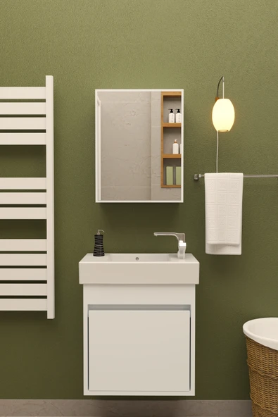 makbulce Aynalı Lavabolu Dolap Alt-Üst ürün görseli 1