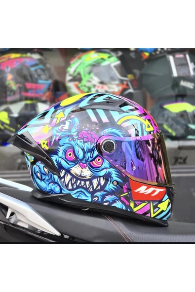 MT Helmets Braker Sv Crazy Teddy kask(+1 şeffaf vizör) ürün görseli 1