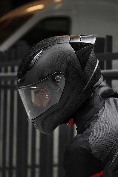 LS2 Rapıd Race Takaroa Mat Siyah Kask - Resim 8