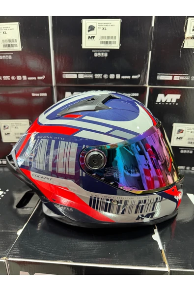 MT Helmets Braker sv cockpit parlak kask mor vizörlü (+1 şeffaf vizörlü) ürün görseli 1