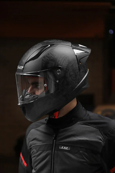 LS2 Rapıd Race Takaroa Mat Siyah Kask - Resim 3