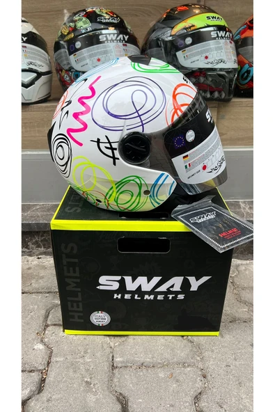 BRZ MOTOBİKE BRZ SW 715 WHITE FLOWER Yarım Kask AYNA VİZÖRLÜ ürün görseli 1