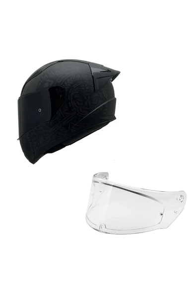 LS2 RAPID 2 TAKAROA MAT SİYAH KASK RENKLİ CAM+SPOİLER ürün görseli 1