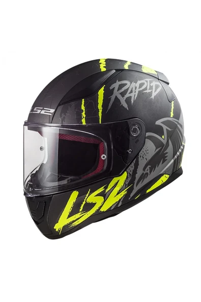 LS2 RAPID 2 RAVEN KAPALI KASK MAT SİYAH - GRİ - NEON SARI ürün görseli 1
