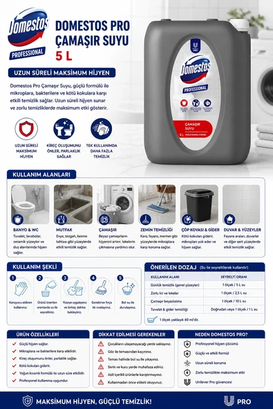 Domestos Pro Çamaşır Suyu 5 L ürün görseli 1