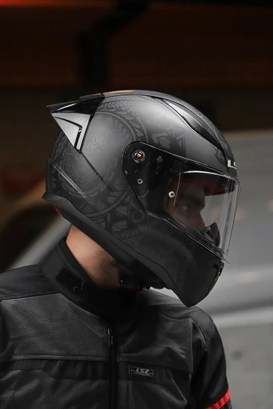 LS2 Rapıd Race Takaroa Mat Siyah Kask - Resim 2