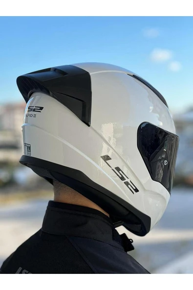 LS2 Rapid 2 Race Beyaz Kask - Resim 4