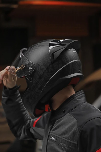 LS2 Rapıd Race Takaroa Mat Siyah Kask - Resim 7