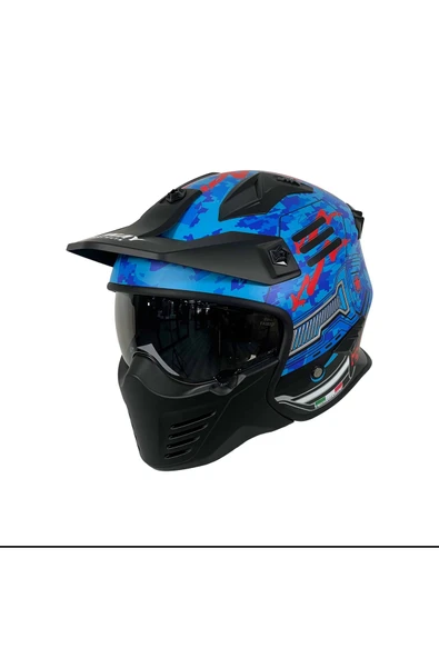 Sway SW X2 TOKYO TROOPER Blue Red Moduler Kask ürün görseli 1