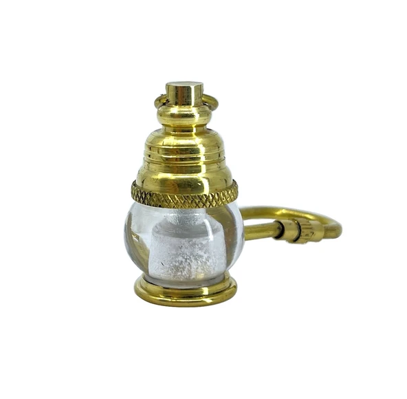 Vintage Görünümlü Camlı Pirinç Gaz Lambası Anahtarlık ürün görseli 1