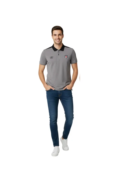 Beşiktaş Orijinal Lisanslı Umbro Gri Polo T-shirt ürün görseli 1