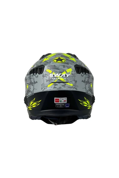 Sway SW X2 TOKYO TROOPER Grey Yellow Moduler Kask - Resim 7