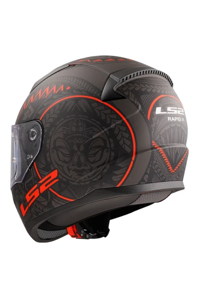 LS2 RAPID 2 TAKAROA MAT SİYAH-KIRMIZI KASK - Resim 3