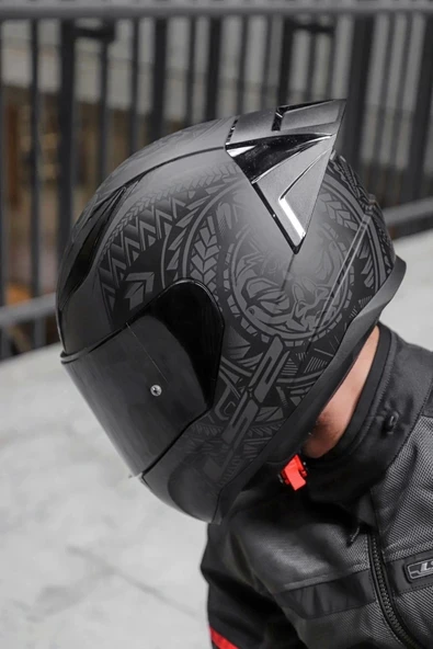 LS2 Rapıd 2 Race Takaroa Mat Siyah Kask - Resim 4