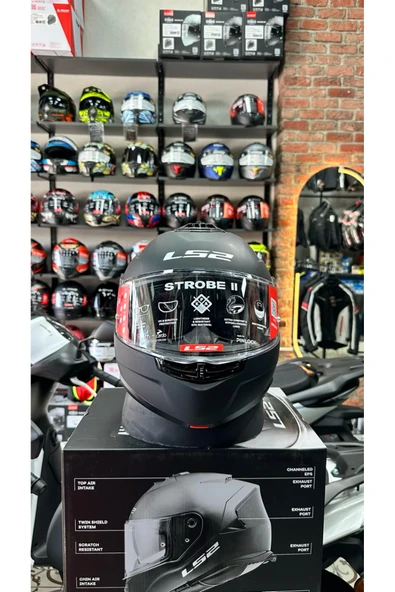 LS2 STROBE 2 MAT SİYAH KASK - Resim 4