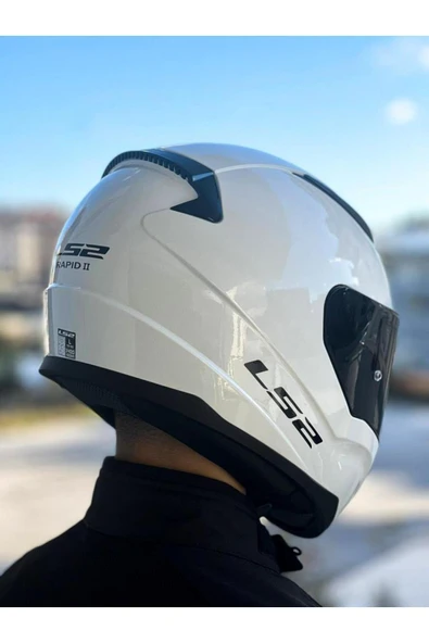 LS2 Rapid 2 Beyaz Kask Siyah Vizörlü - Resim 7