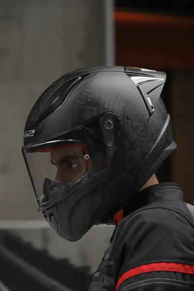 LS2 Rapıd Race Takaroa Mat Siyah Kask ürün görseli 1