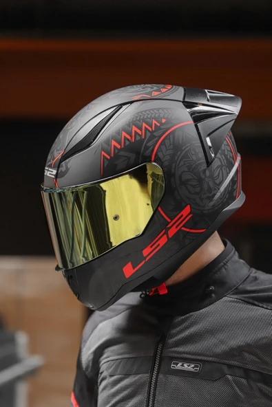 LS2 Rapid 2 Race Takaroa Mat Si?yah-kirmizi Kask ürün görseli 1