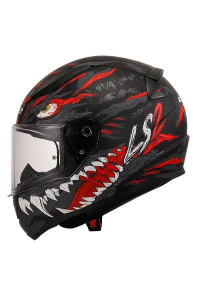LS2 KASK RAPID 2 KAIJU MAT SİYAH-KIRMIZI-BEYAZ ürün görseli 1
