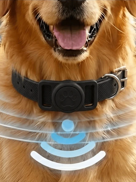 Gözcü Mobil Boş Airtag Yuvalı Kedi Köpek Tasması Evcil Hayvan Pet Takip Cihazı Silikon Yaka Kılıfı Şık Estetik Tasarım Siyah ürün görseli 1