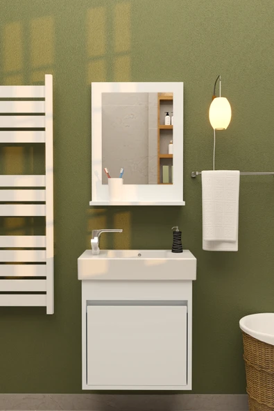 makbulce Safir Aynalı Lavabolu Dolap Alt-Üst ürün görseli 1
