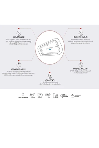 CARDO Spirit Bluetooth Ve Intercom (TEKLİ PAKET) - Resim 6