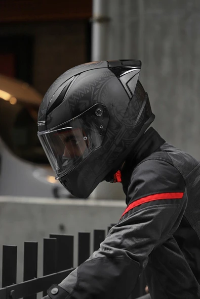 LS2 Rapıd Race Takaroa Mat Siyah Kask - Resim 5