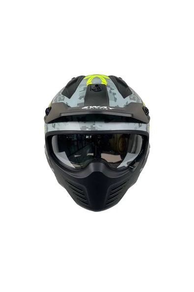 Sway SW X2 TOKYO TROOPER Grey Yellow Moduler Kask - Resim 5