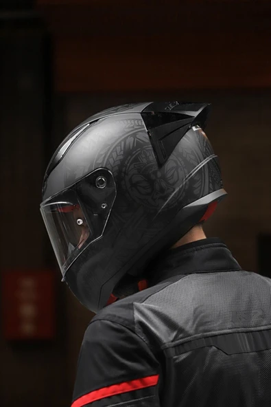 LS2 Rapıd Race Takaroa Mat Siyah Kask - Resim 4