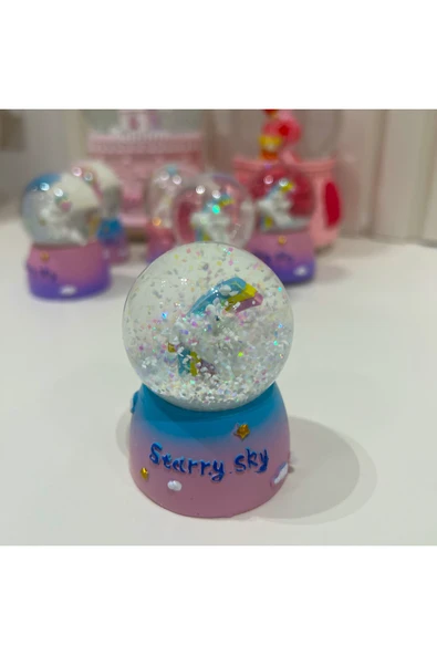 Unicorn Işıklı Mini Boy Kar Küresi Tky0434 - Resim 3