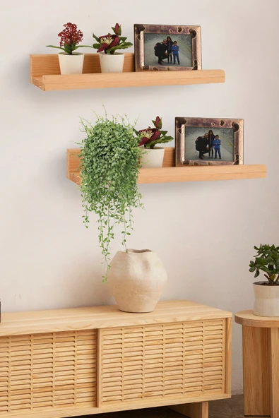 Trend Kitchen Lavento 2 Adet Ahşap Dekoratif 50 cm Çerçeve Ve Aksesuar Rafı ürün görseli 1