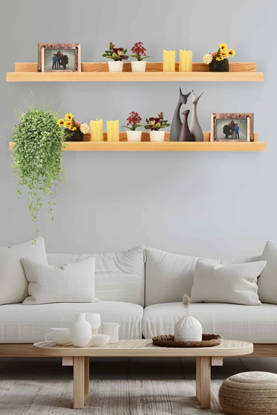Trend Kitchen Lavento 2 Adet Ahşap Dekoratif 100 cm Çerçeve Ve Aksesuar Rafı ürün görseli 1