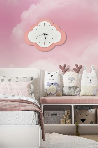 Trend Kitchen Cluvy Bulut Model Dekoratif Çocuk Odası Duvar Saati ürün görseli 1