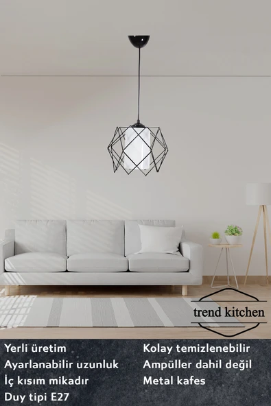 Trend Kitchen Trend White Glass One Mutfak, Antre, Koridor, Oturma Odası, Salon Sarkıt Avize ürün görseli 1