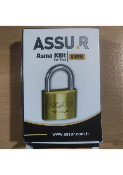 ASSUR Asma Kilit Sarı 63 mm Kısa Kalın Ağır Kaliteli(Çelik Kanca) ürün görseli 1