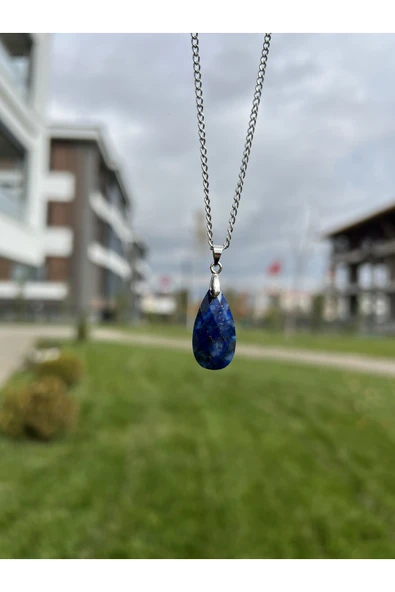 Lapis Lazuli Faset Kesim Damla Doğal Taş Kolye Tky0377 ürün görseli 1